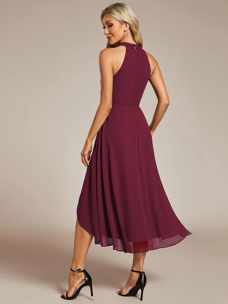 ever POSIE|Robe invitée mariage mi-longue sans manches et col licou en mousseline de soie
