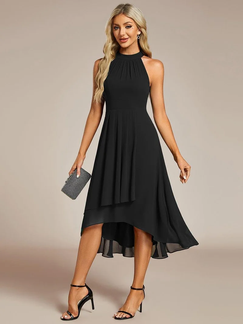 ever POSIE|Robe invitée mariage mi-longue sans manches et col licou en mousseline de soie