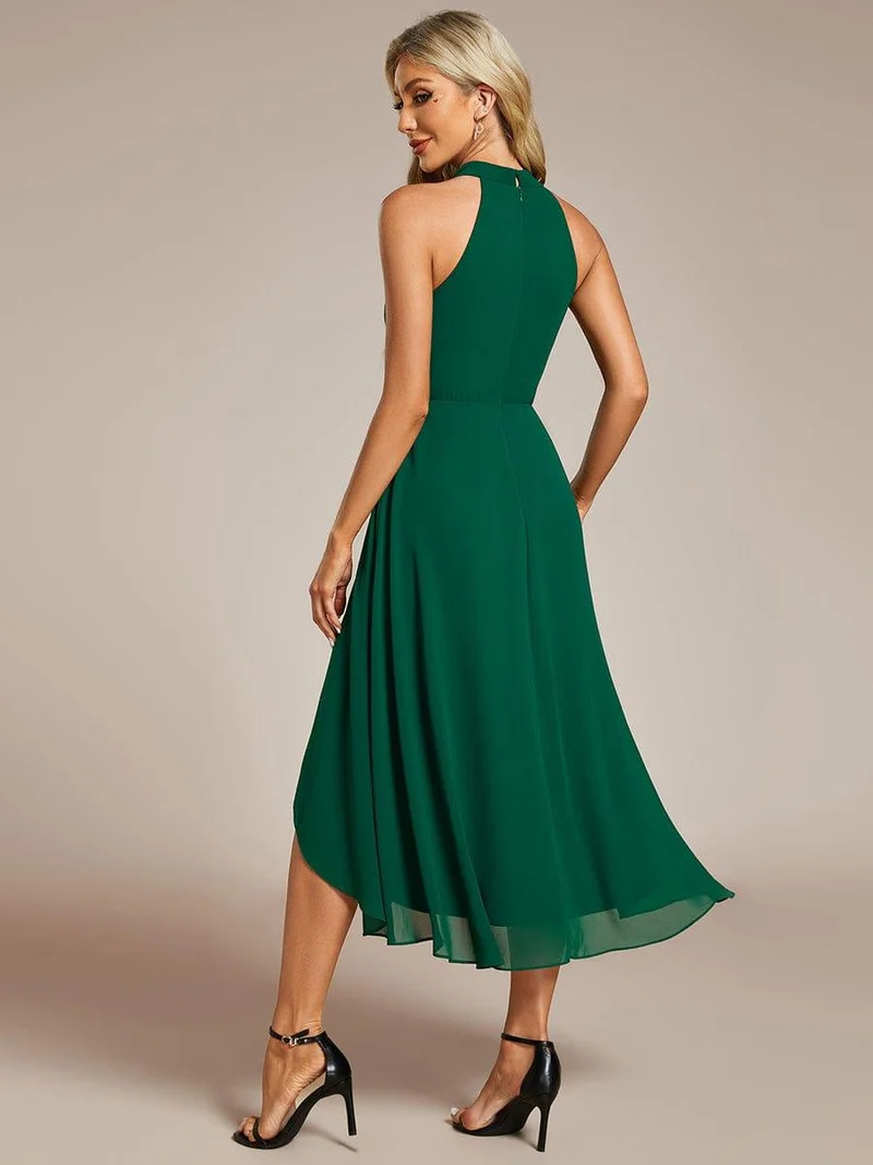 ever POSIE|Robe invitée mariage mi-longue sans manches et col licou en mousseline de soie