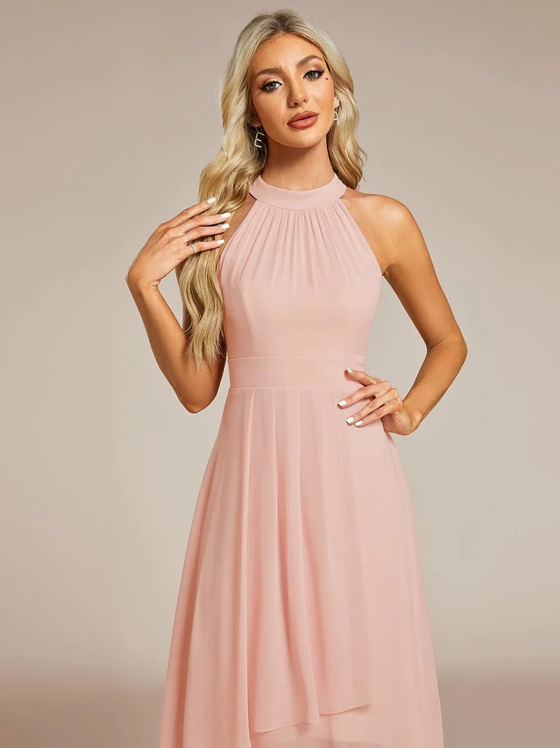 ever POSIE|Robe invitée mariage mi-longue sans manches et col licou en mousseline de soie