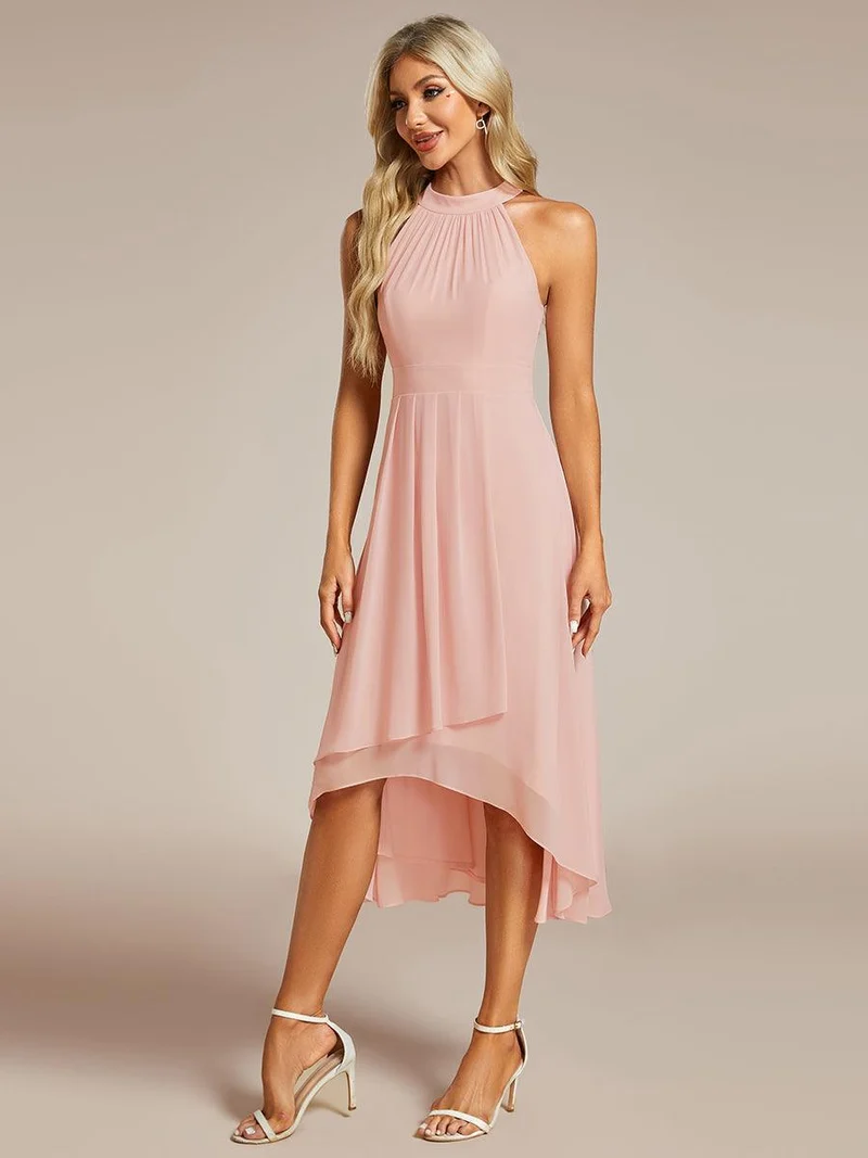 ever POSIE|Robe invitée mariage mi-longue sans manches et col licou en mousseline de soie