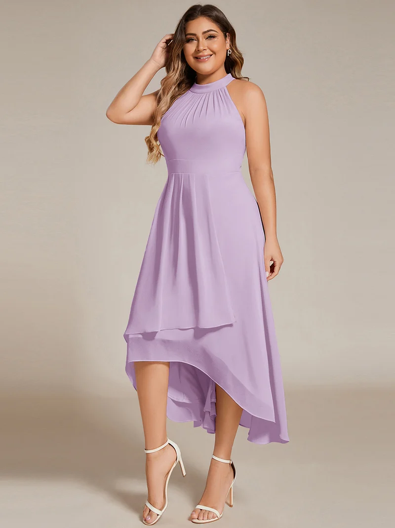 ever POSIE|Robe invitée mariage mi-longue sans manches et col licou en mousseline de soie