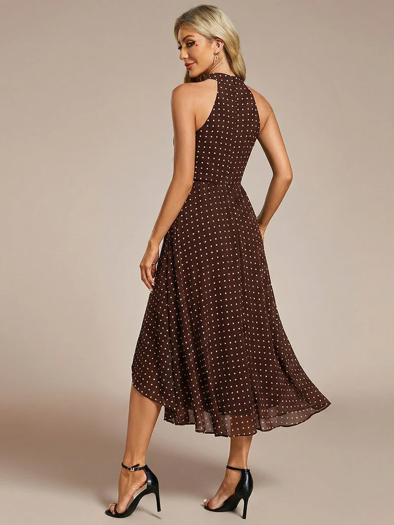 ever POSIE|Robe invitée mariage mi-longue sans manches et col licou en mousseline de soie