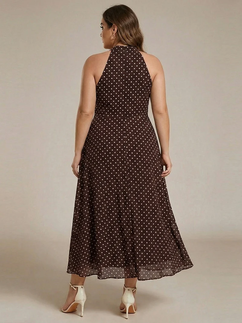 ever POSIE|Robe invitée mariage mi-longue sans manches et col licou en mousseline de soie
