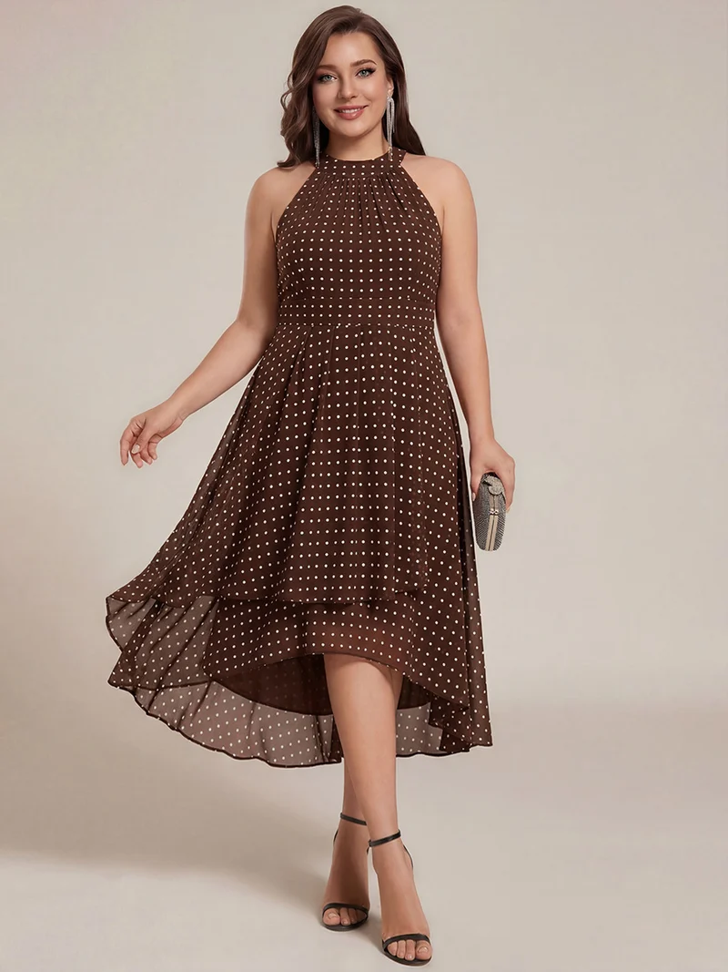 ever POSIE|Robe invitée mariage mi-longue sans manches et col licou en mousseline de soie
