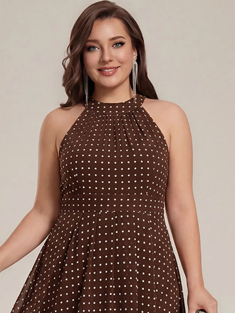 ever POSIE|Robe invitée mariage mi-longue sans manches et col licou en mousseline de soie