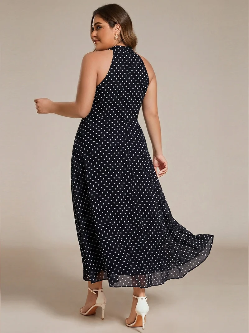 ever POSIE|Robe invitée mariage mi-longue sans manches et col licou en mousseline de soie