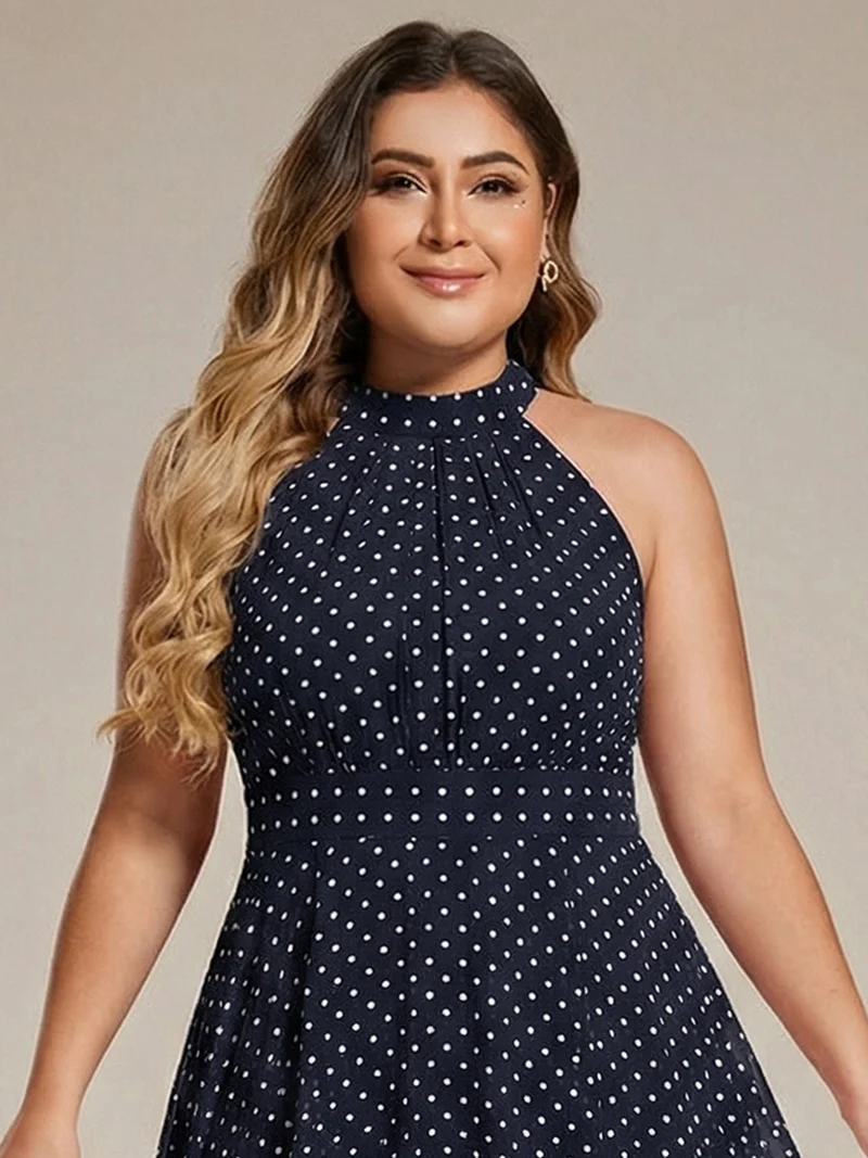 ever POSIE|Robe invitée mariage mi-longue sans manches et col licou en mousseline de soie
