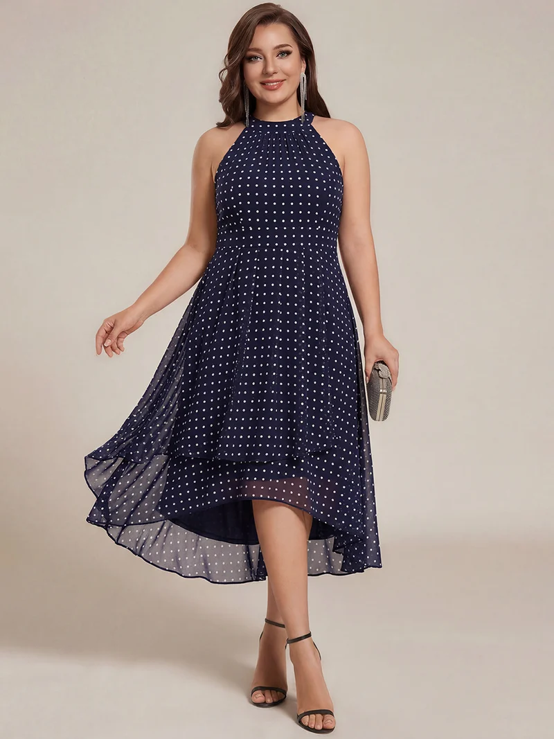 ever POSIE|Robe invitée mariage mi-longue sans manches et col licou en mousseline de soie