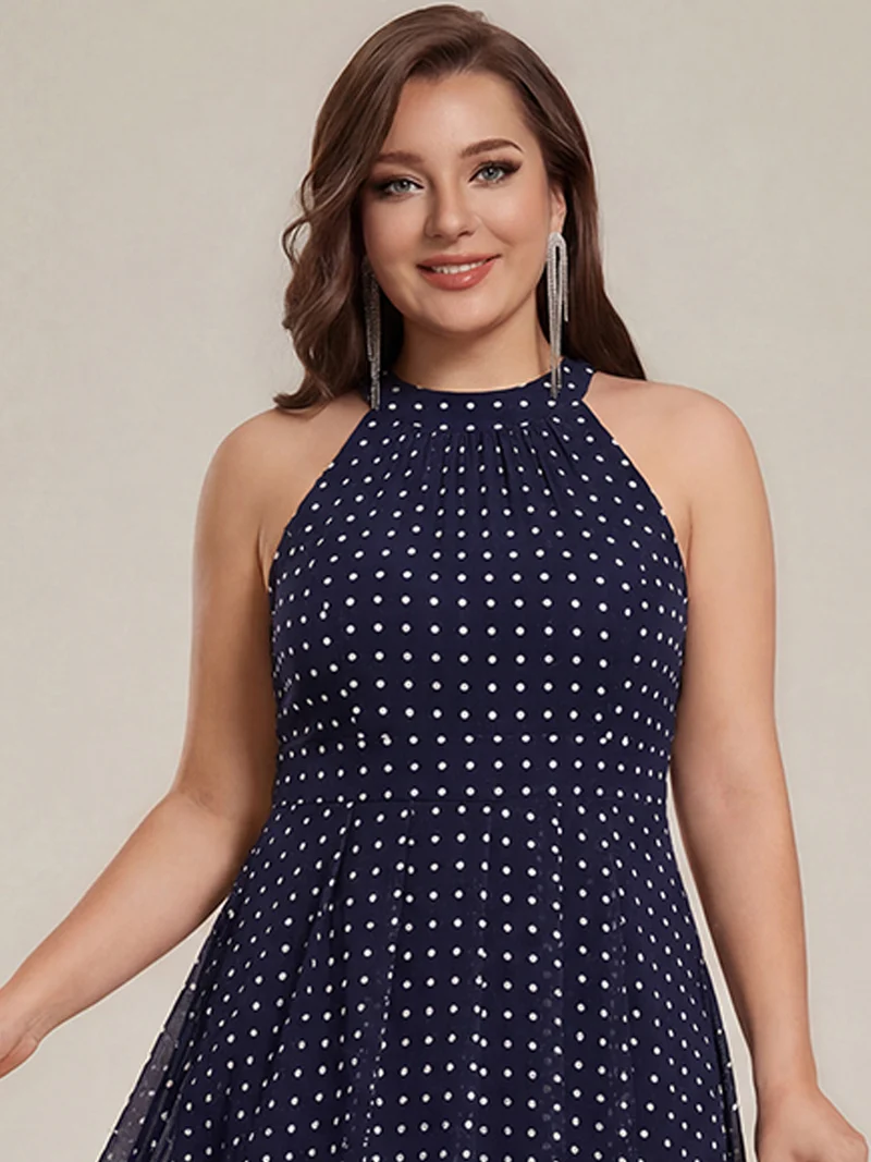 ever POSIE|Robe invitée mariage mi-longue sans manches et col licou en mousseline de soie