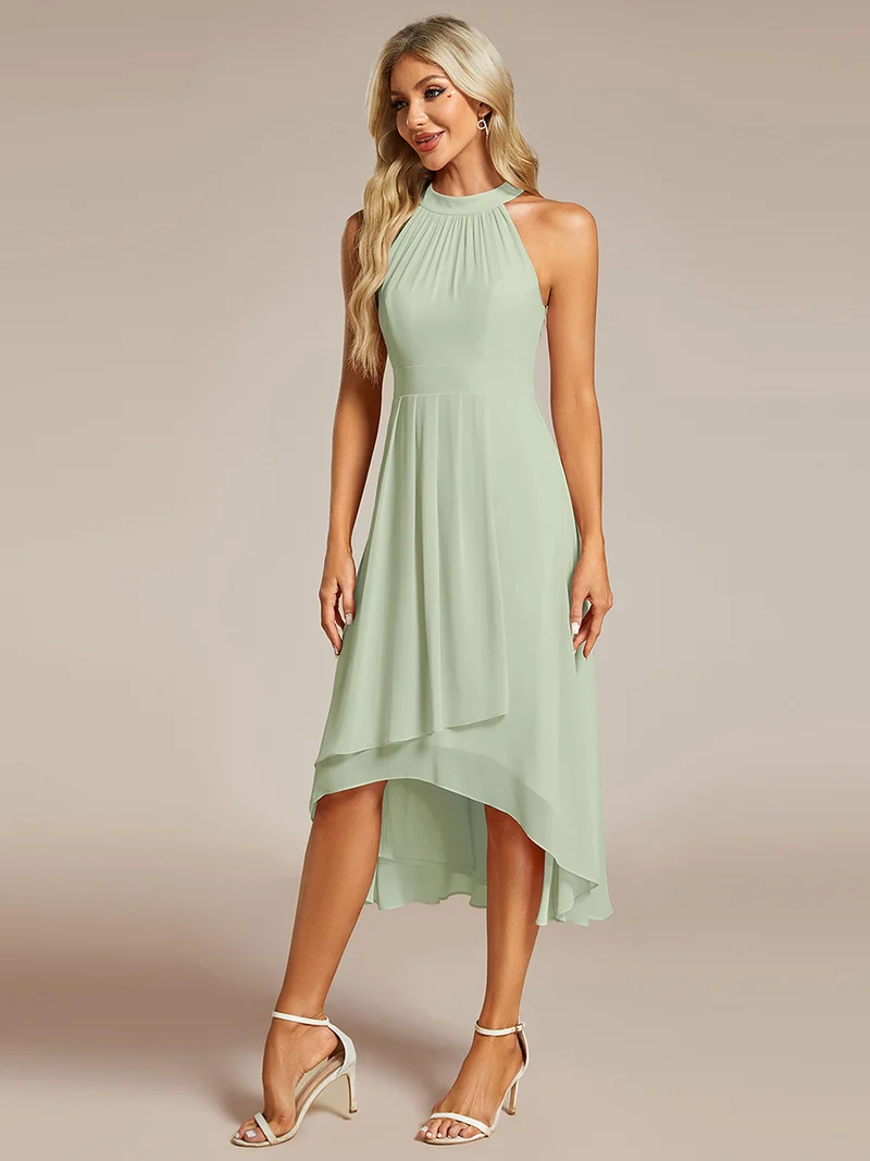 ever POSIE|Robe invitée mariage mi-longue sans manches et col licou en mousseline de soie