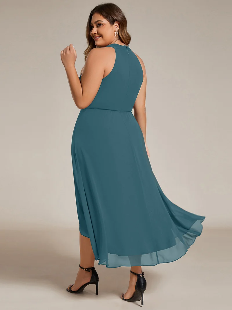 ever POSIE|Robe invitée mariage mi-longue sans manches et col licou en mousseline de soie