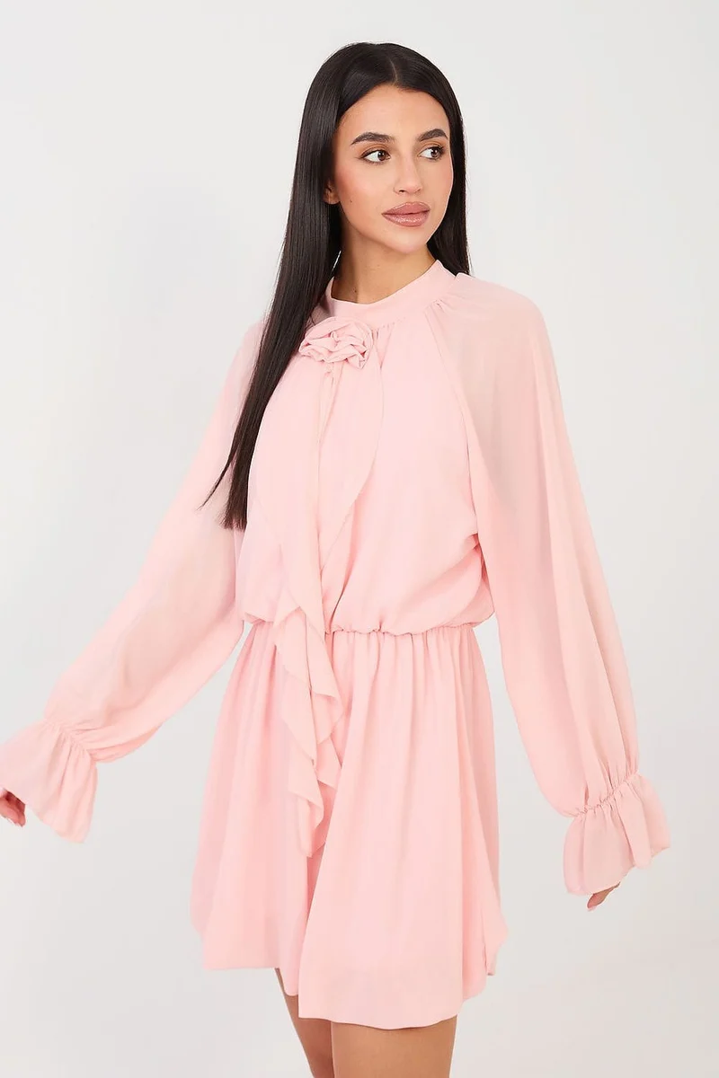 Robe de cocktail rose courte fluide