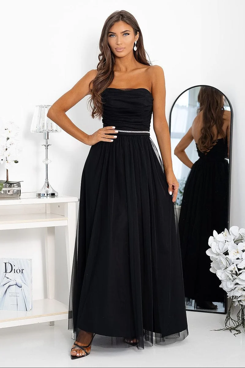 Robe bustier noire longue