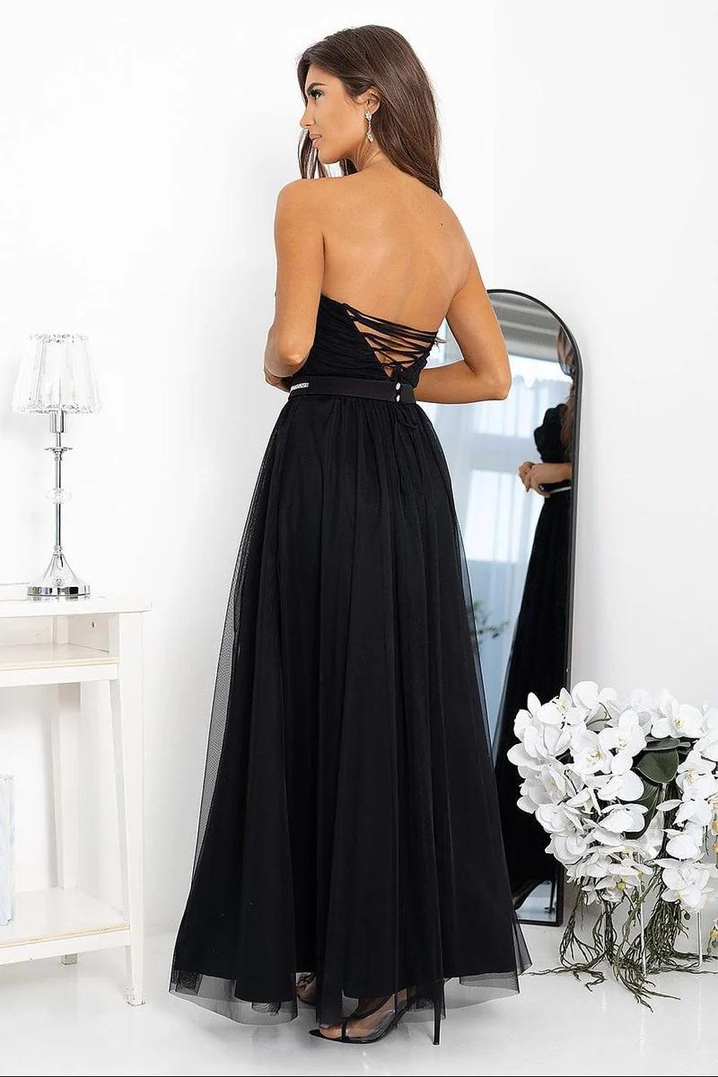 Robe bustier noire longue