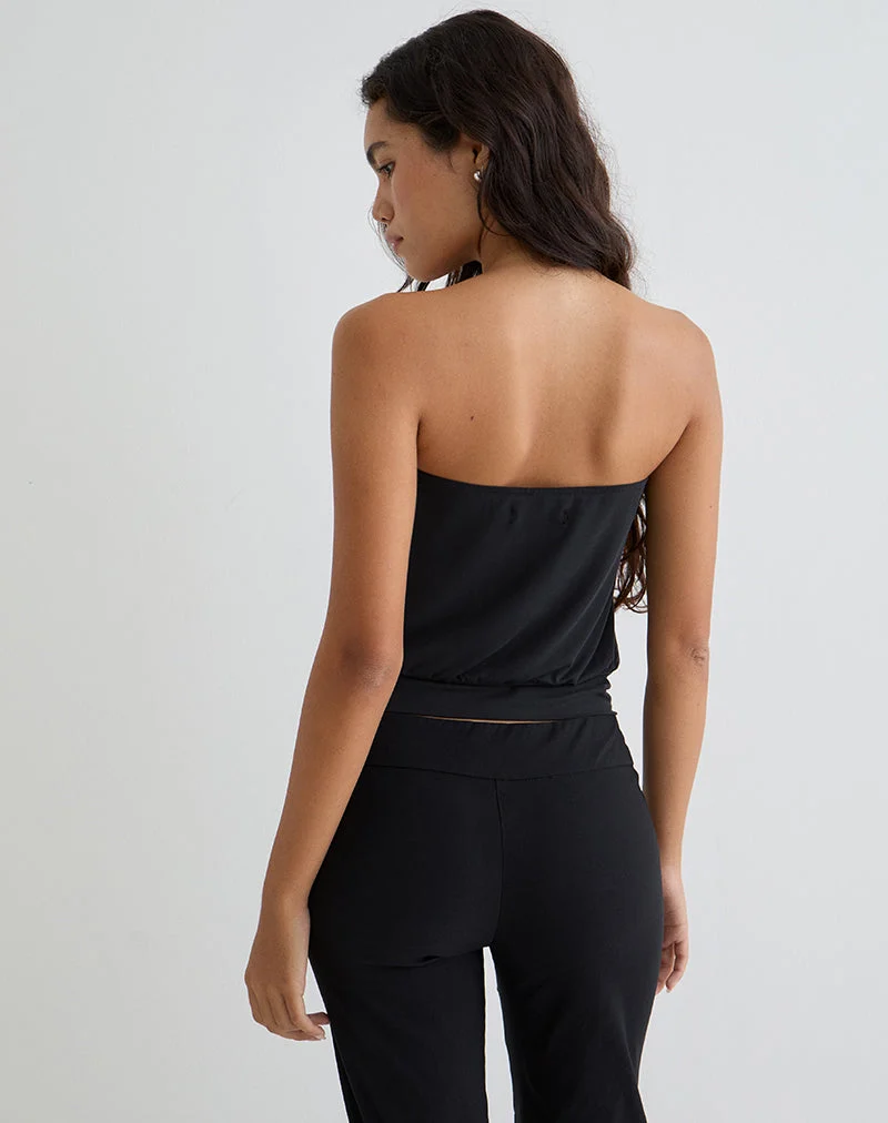 Top bandeau Leocadia en cupro noir