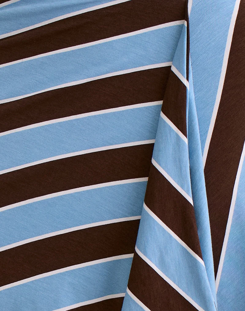 Jupe midi Esmeray, rayures rétro, bleu