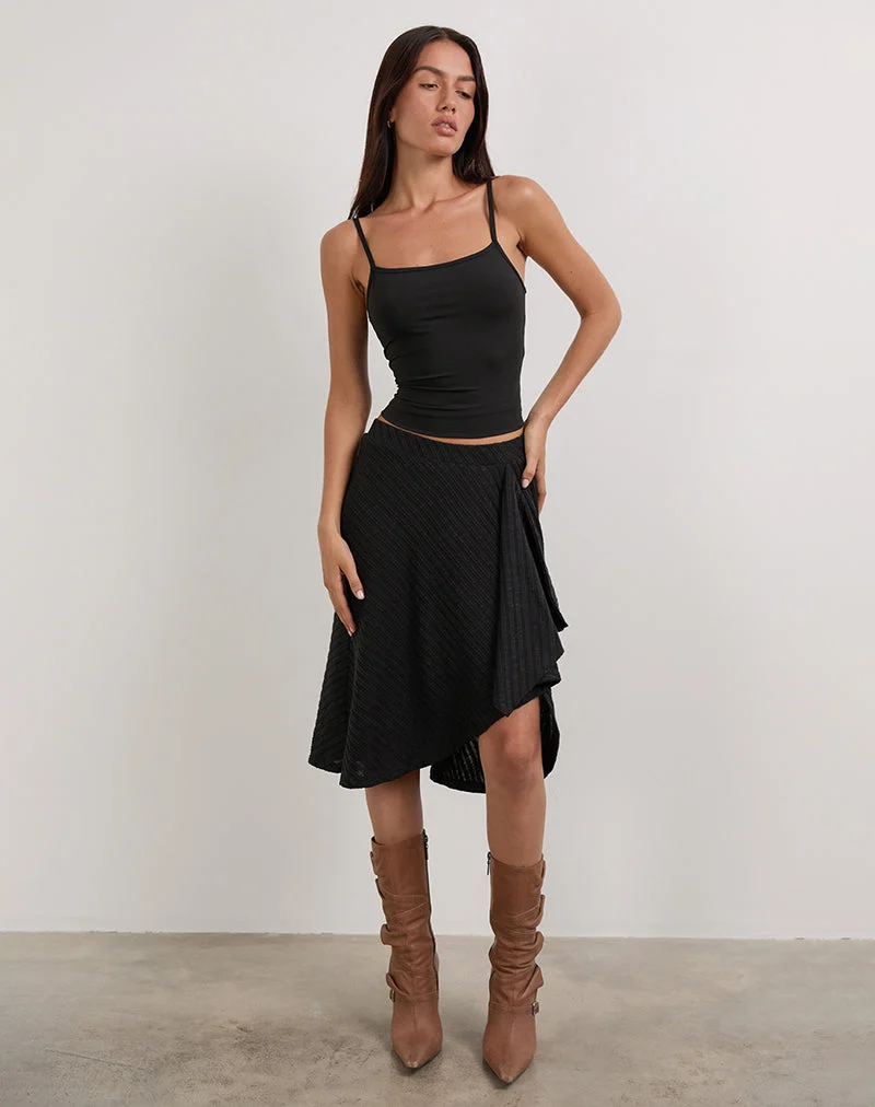 Esmeray - Jupe midi en maille diagonale transparente - Noir