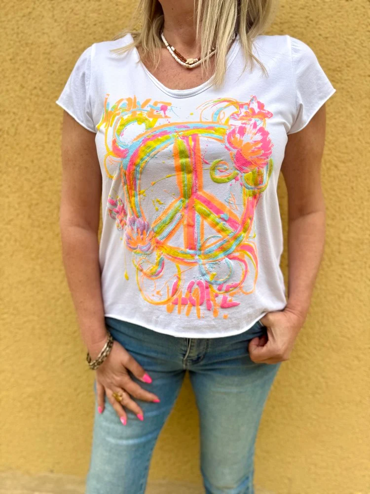 Teeshirt Peace and Love blanc