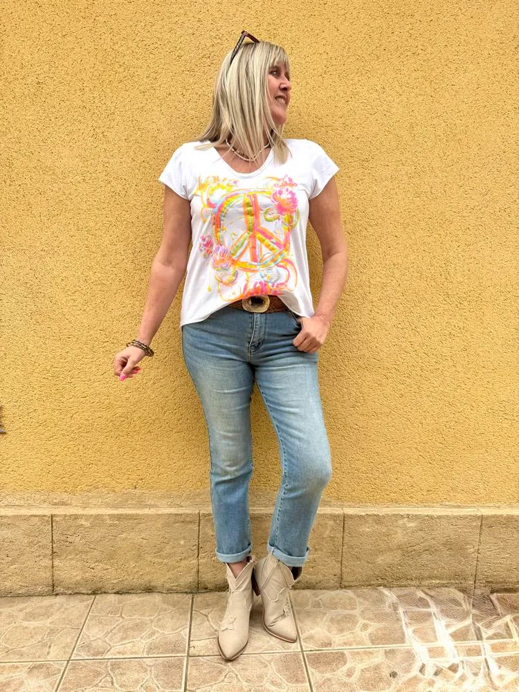 Teeshirt Peace and Love blanc