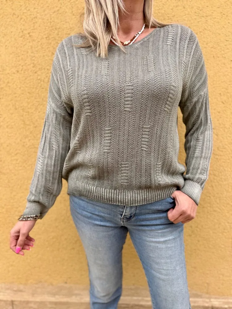 Pull fin Grego kaki