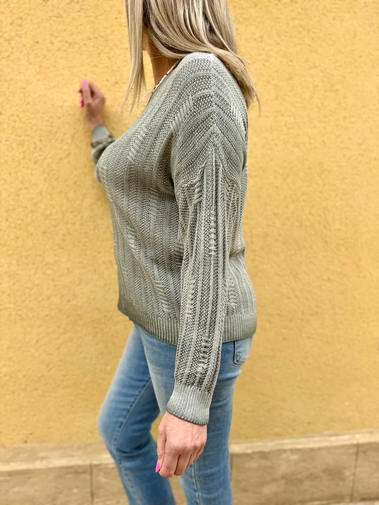 Pull fin Grego kaki