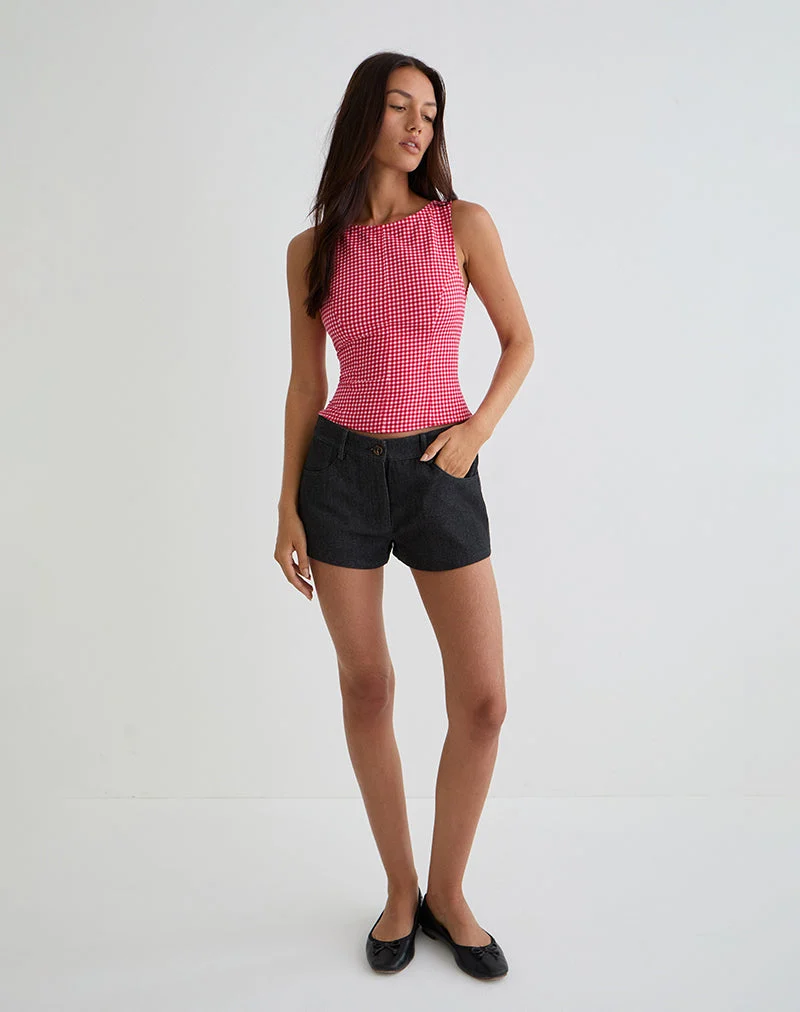 Felia Tie Back Top in Red Gingham