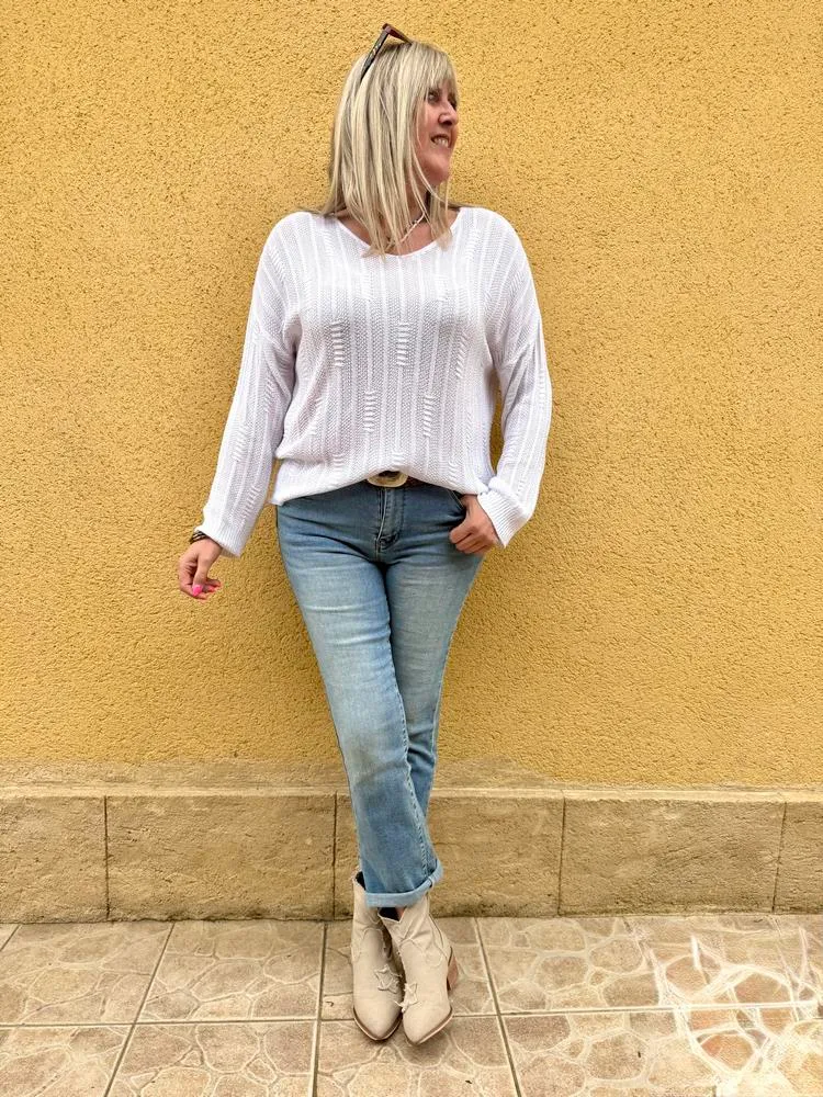 Pull fin Grego blanc