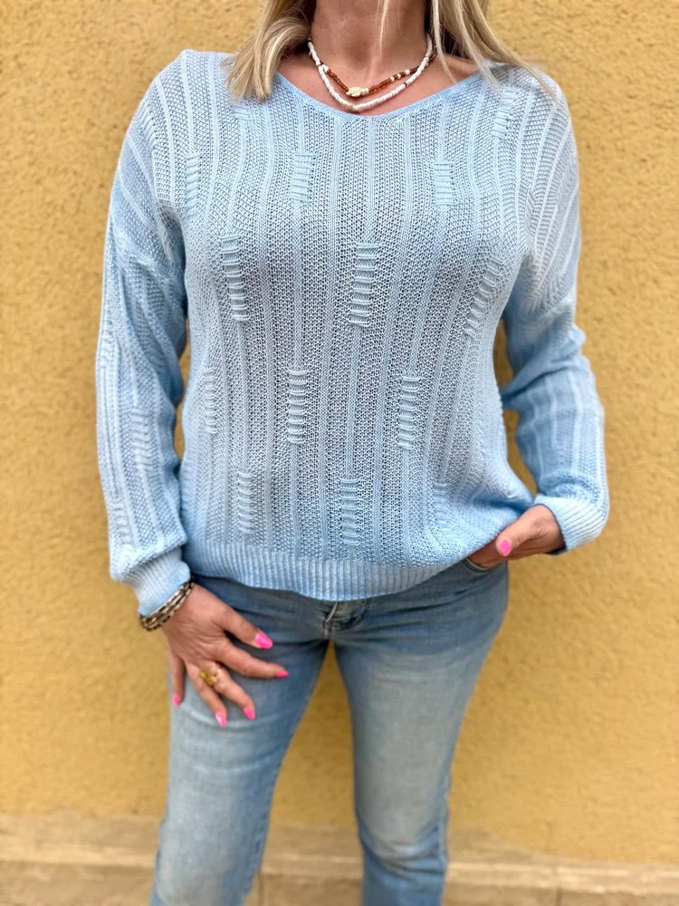 Pull fin Grego bleu