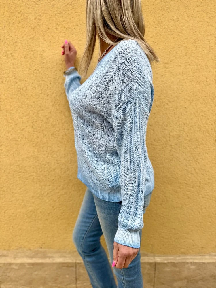 Pull fin Grego bleu
