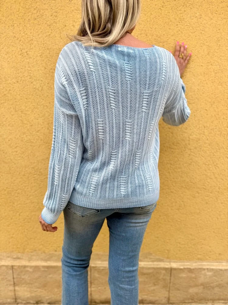Pull fin Grego bleu