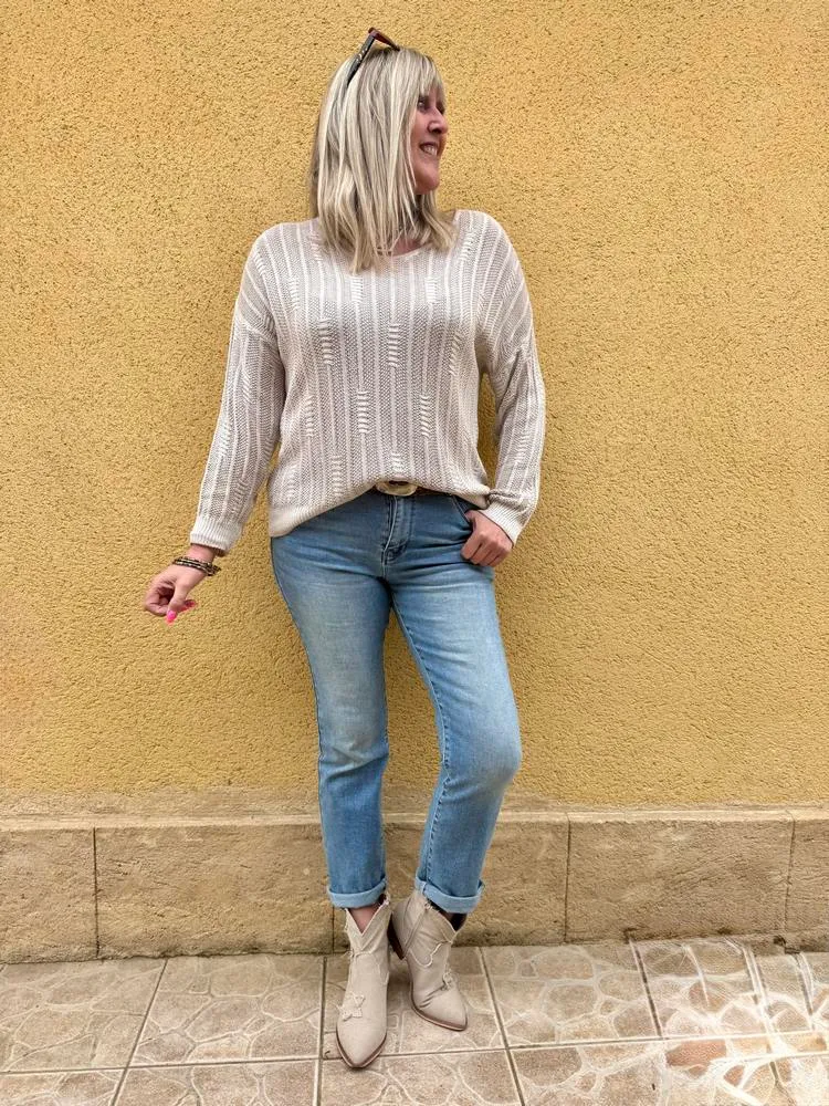 Pull fin Grego taupe