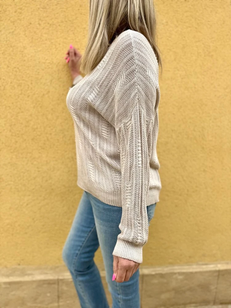 Pull fin Grego taupe