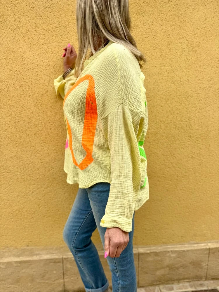 Chemise gaze de coton Soho jaune
