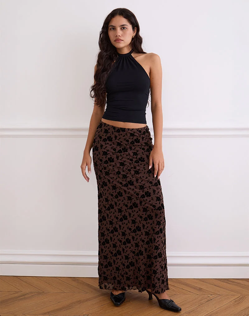 Jupe longue Alfreda, Garden Floral Brown