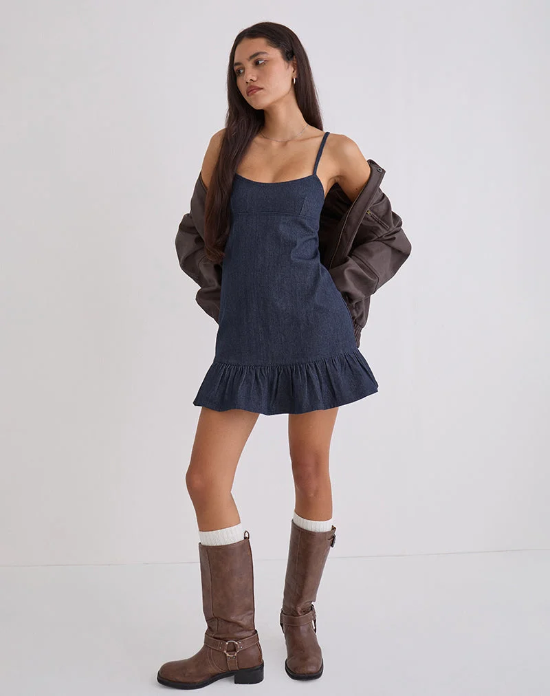 Mini robe Pamina en denim indigo