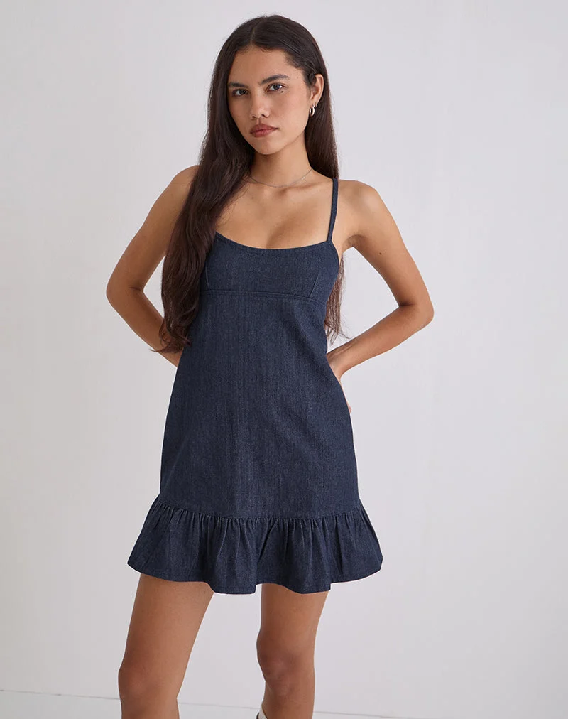 Mini robe Pamina en denim indigo