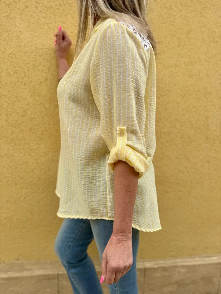 Chemise rayée Olana jaune