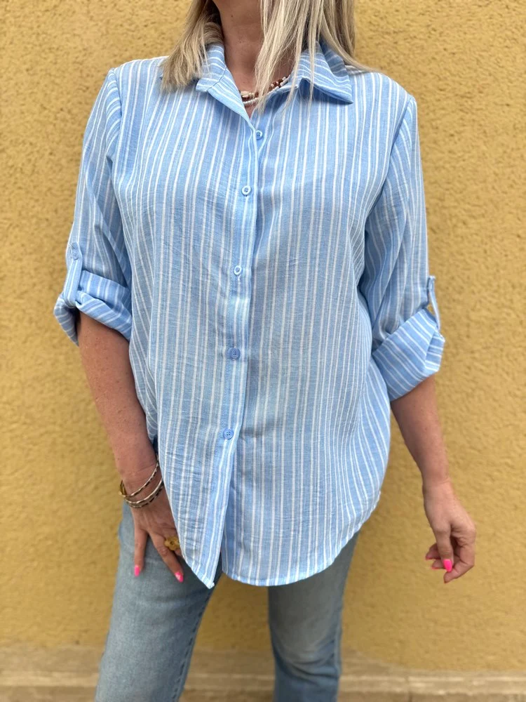 Chemise rayée Olana bleu ciel