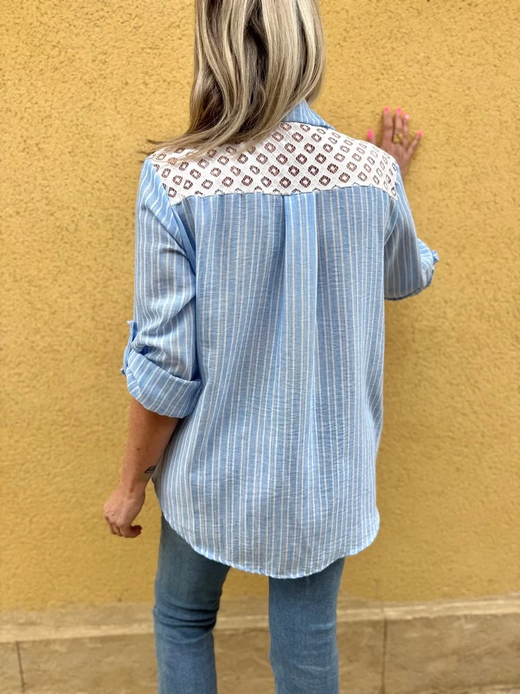 Chemise rayée Olana bleu ciel