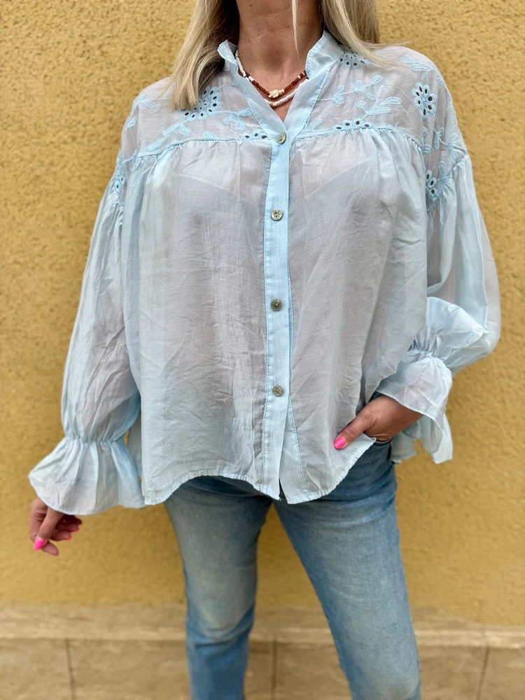 Chemise loose Lucia bleu ciel