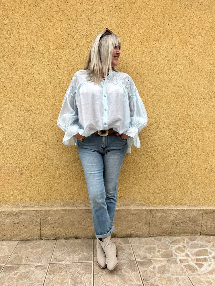 Chemise loose Lucia bleu ciel