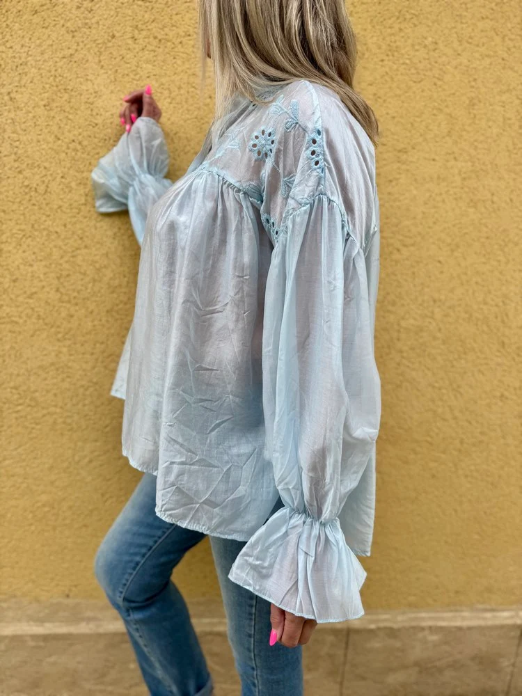Chemise loose Lucia bleu ciel