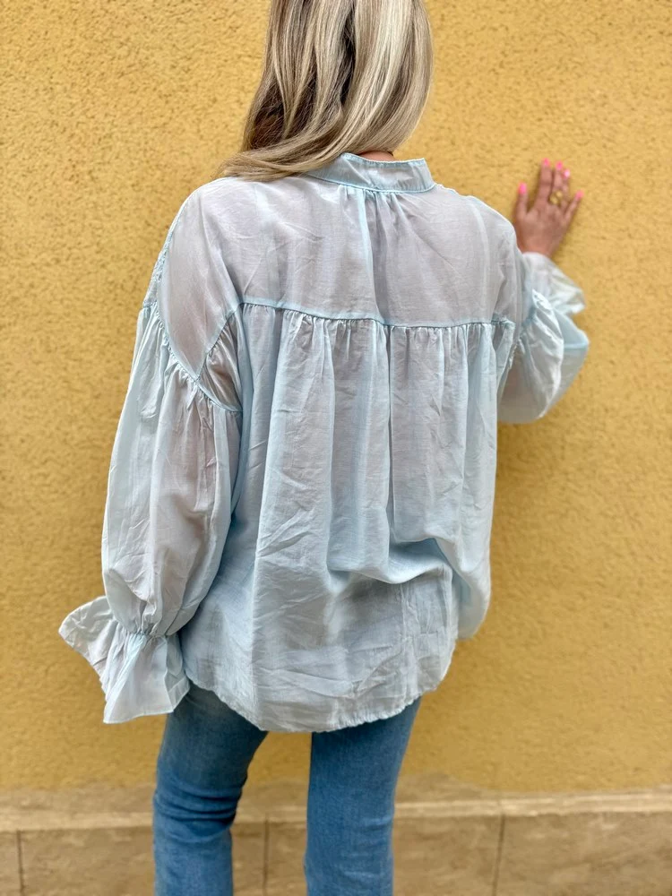 Chemise loose Lucia bleu ciel