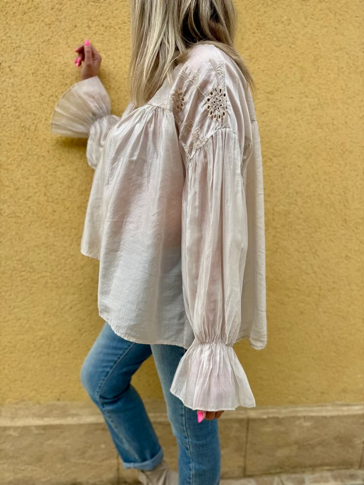 Chemise loose Lucia beige/taupe