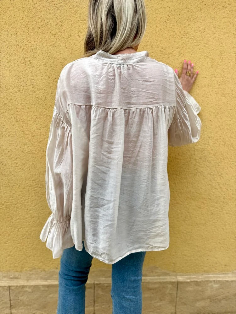 Chemise loose Lucia beige/taupe