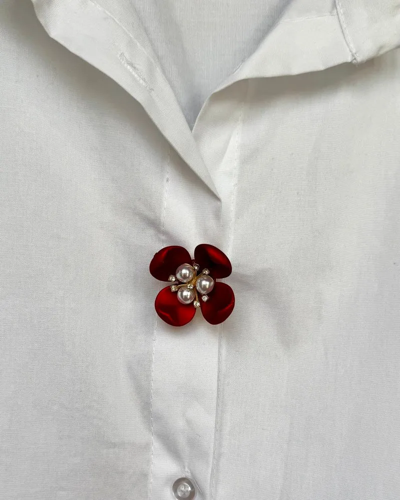 Clip cache bouton Fleur bordeaux