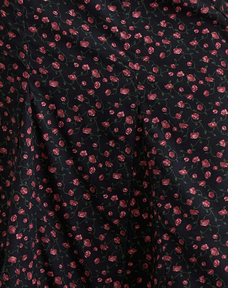 Jupe midi Rahyu, rose foncé rose noir