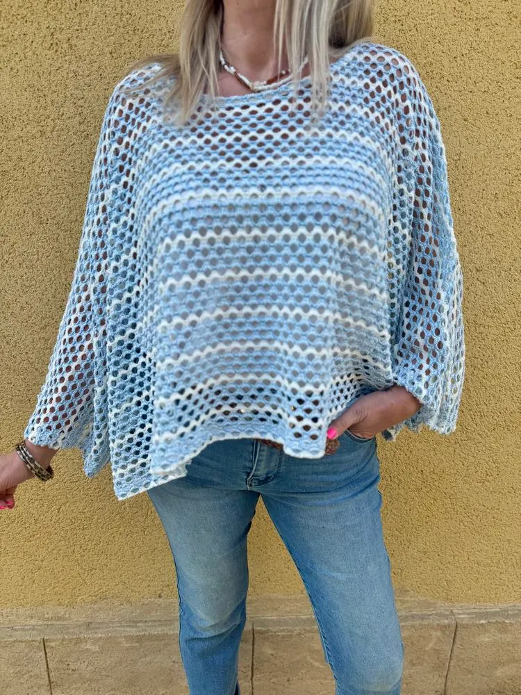 Pull ajouré Valério bleu ciel