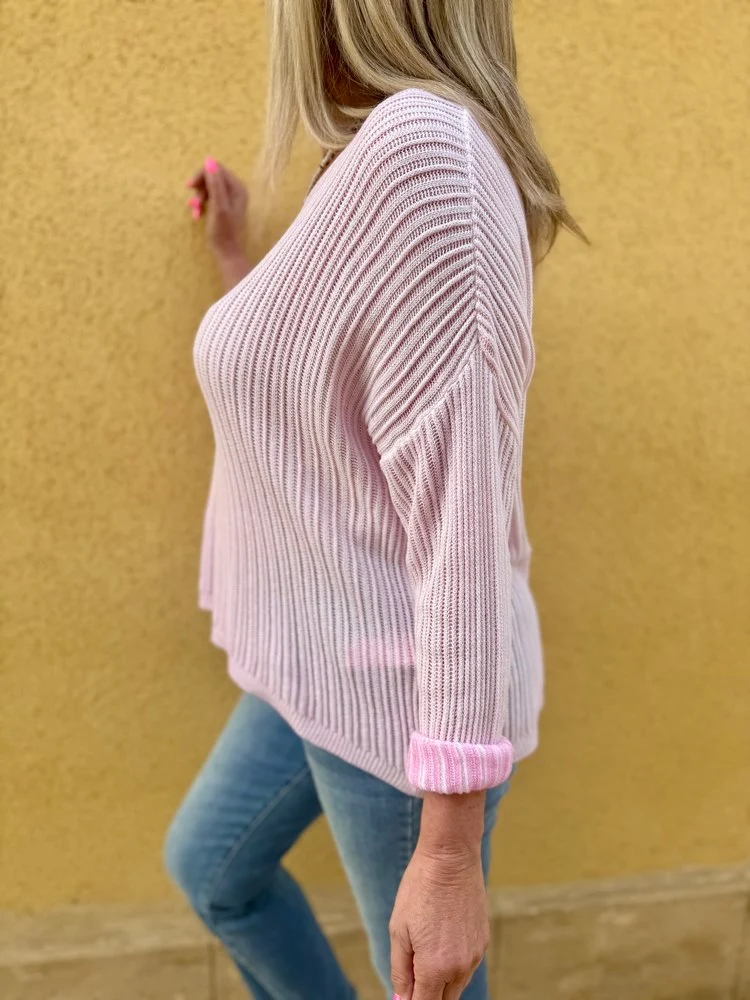 Pull fin Nico rose